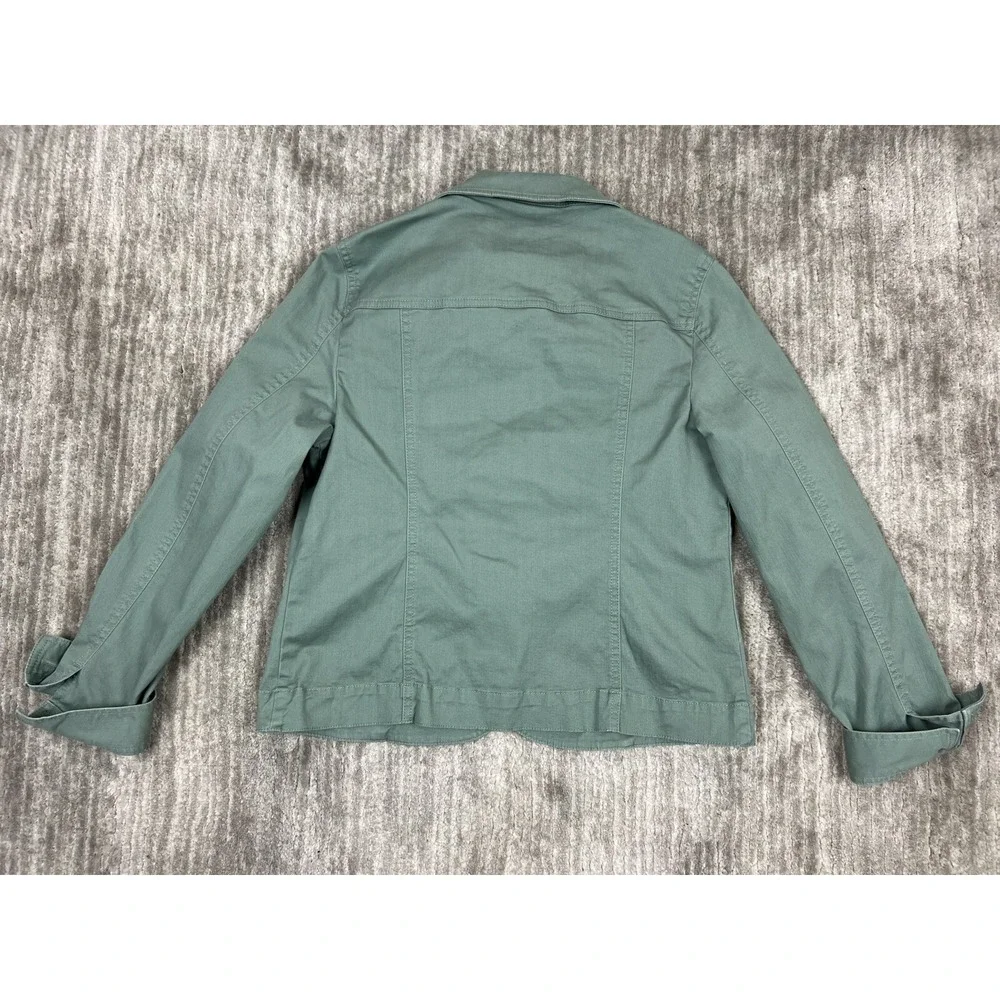 The Tog Shop Jacket Womens S Sage Green Button Front Cotton Stretch Utility Coat